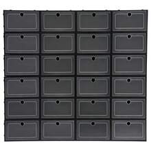 24 Pack Shoe Boxes For Closet Fit, Need To Assemble, Stackable Shoe Storage Organizers With Lids Foldable Plastic Sneaker Containers Display Space Saving, 9.1 X 13 X 5.5 Inches (Multicolor) - Black - View 10