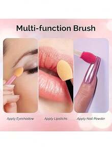 Nail Powder Brush Set, 50pcs Eyeshadow Brushes + 2pcs Nail File Tools Set, Disposable Double-Sided Eyeshadow Sponge Applicator Makeup Brushes, Mirror Effect Pearl Shimmer Pen Brushes - Multicolor - View 6