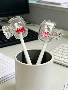 Cherry Shaped Toothbrush Holder - Cute Design For Travel And Home Storage With Transparent Lid, Compact And Portable Design Easy To Carry, Protects Toothbrush Head, Dual Drainage And Ventilation Function, Suitable For Home, Dorm And Travel Use | Cute Toothbrush Head Storage Box Suitable For Bathroom Storage, Suitable For Home And Dorm Use - 彩色 - 查看 9