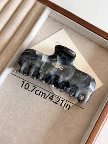 2個/1個 女款 10.7cm/4.21in 大理石紋黑色大號髮量輕量塑料髮夾，時尚百搭高級優雅極簡純色髮爪，適合日常穿搭、外出、休閒、派對、通勤、海邊度假、馬尾、盤髮、洗臉、洗澡、化妝、搭配服裝，髮飾（字母為單面且無意義） - 黑色 - 查看 2