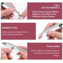 3-In-1 Cat Eye Magnet Portable Nail UV Lamp With Built-In Stand For Hands-Free Use, Includes Cat Eye Magnet Wand To Create Various Cat Eye Nail Art Styles, Suitable For DIY Home Manicure, Perfect Gift Choice - 彩色 - 查看 6