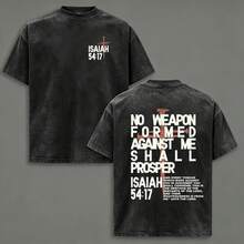 Camisetas de San Valentín, Camiseta Cristiana Lavada "No Weapon", Camiseta de Jesús, Camiseta de Pascua, Ropa Cristiana, Ropa Urbana, Ropa de Gimnasio, Ropa Masculina, Camiseta Oversize para - Negro - Ver 1