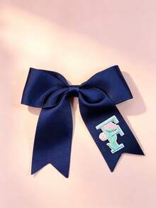 1個青少年個性化刺繡字母 26A-Z 海軍藍克羅地髮夾髮飾，蝴蝶結髮夾，適合派對和節日 - 彩色 - 查看 23
