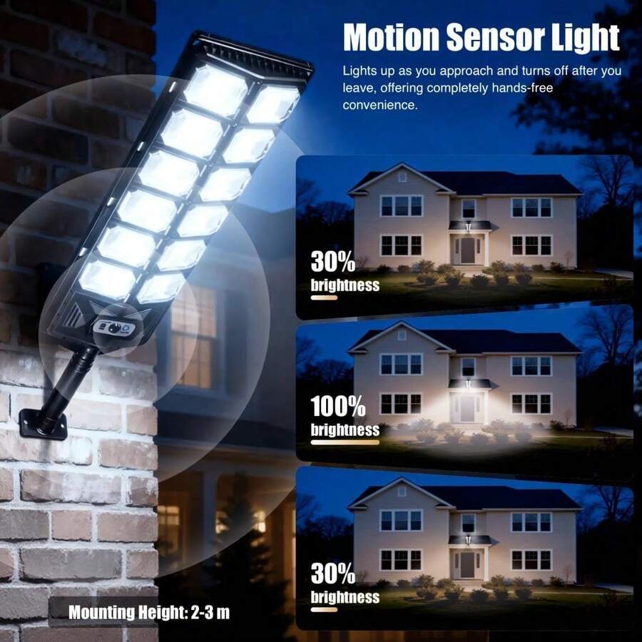 太陽能 LED 路燈 504/252 LED，IP65 防水，感應式開關，黃昏至黎明，3 種照明模式，附遙控器的戶外安全燈，適用於花園、露台、院子