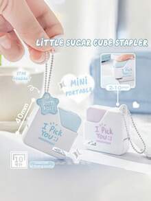 1pc Small Square Stapler With 40 Staples - Portable Mini Cute Stapler - Office/Study Helper, Suitable For Organizing Documents/Binding Memo Pages/Fixing Writing Paper - Sets - View 6