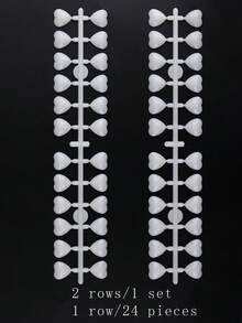 2排/組心形原色美甲色卡假指甲展示貼紙，適用於美甲色卡對色、美甲沙龍培訓、美甲練習展示與居家DIY美甲色板，美甲工具 - 米色 - 查看 10