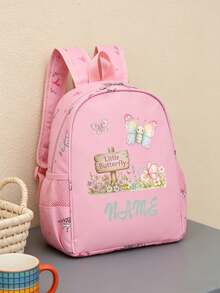 1pc Personalized Back To School Backpack, Casual Cute Butterfly Heart Print, Zipper Closure Nylon Material, Adjustable Shoulder Straps, Hand-Carryable, Suitable For School, Commuting, Shopping, Daily Use. Birthday Gift. - Multicolor - View 11