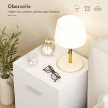 Nightstand With 3 Drawers, Side Table For Bedroom, MDF, White - 白色 - 查看 5