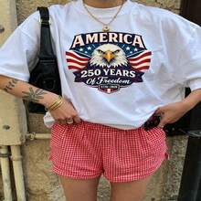 Heartfelt Daily Casual Graphic T-Shirt 100% Cotton Oversized Soft Breathable Casual Crewneck Short Sleeve Top Vintage Aesthetic Red Checkered Shorts Street Style Fashion Lovers Casual Wearers Daily Outfit Enthusiasts Gift Givers - 白色 - 查看 18