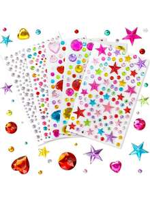 10 Sheets 4100pcs Hair Gem Stickers, Colorful Acrylic Shiny Pearl Rhinestone Self-Adhesive Stickers, Women Girls Holiday Party COS Costume Hair Styling Tools - Multicolor - View 12