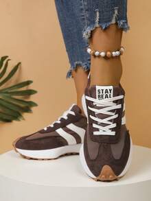 Baskets à semelle épaisse pour femmes, design de semelle affinant la taille, chaussures de marche respirantes à la mode, support confortable, convient pour le port quotidien et le fitness, chaussures de sport, chaussures décontractées, rappel amical : la taille est petite, veuillez acheter une taille plus grande que la vôtre - Tabac - Voir 4