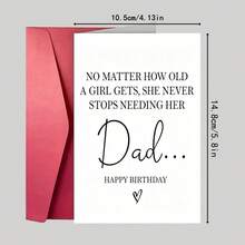 1pc "No Matter How Old A Girl Is, She Will Always Need Her Father" Father's Day Card Filled With Love. Express Love And Gratitude To Father, Perfect For Father's Day, Birthday And Thanksgiving Gifts. - Multicolor - View 2