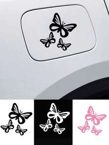 3pcs/Set Butterfly Car Stickers, Suitable For Fuel Tank Cap, Car Window, Bumper Decoration - A - View 1