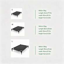 Cooling Elevated Dog Bed, Stainless Steel Pet Cot, Breathable Oxford Fabric, Removable Washable Scratch And Bite Resistant, Indoor Outdoor Camping Universal, Suitable For Large Medium Small Dogs - Black - View 2