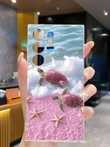 1件裝高級幸運粉色海灘海龜海星波浪軟保護手機殼，適用於 Honor Galaxy A04e/12/A13/A14/A34/A50/A52/A53/A54/S21/S22/S23/S24/S25/S25Ultra/S25FE/S26/S26 PLUS/S26 ULTRA/S26 EDGE/ 6A/7A/8A/ 12T/13T/15T/15 TPRO，[國際版而非本地版] - 無色 - 查看 5