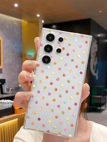 1個時尚彩色圓點軟手機保護殼，適用於華為榮耀、Galaxy A04e/12/A13/A14/A34/A50/A52/A53/A54/S21/S22/S23/S24/S25/S25Ultra/S25FE/S26/S26 PLUS/S26 ULTRA/S26 EDGE/ 6A/7A/8A/ 12T/13T/15T/15 TPRO - 無色 - 查看 4