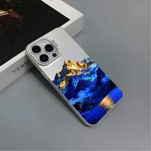 Light Luxury Ins-Style Blue Mountain And River Scenery  17PM Phone Case With UV Painting, Customizable Design - Silver Casing - Black - ZJ4601 - View 5