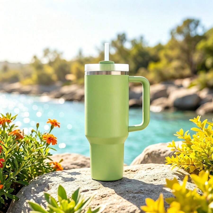 ST 40oz E2.0 Flowstate Citron Lime Green Insulated Tumbler With Handle Straw Leakproof Lid - 綠色 - 查看 1