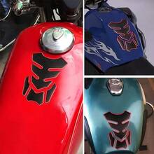 1pc Black Carbon Fiber Pattern Red Edge Motorcycle Fishbone Design Sticker, Adds Sporty And Personalized Style To Motorcycle. Effectively Prevents Scratches And Wear On Motorcycle Surface, Protects Paint, Especially For Fuel Tank Area - 3D Fishbone Creative Transformation Sticker - View 2
