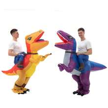 Kostum Tiup Velociraptor Tiga Dimensi Warna Merah dan Ungu, Dua Pilihan Kostum Boneka Dinosaurus Cosplay untuk Acara Pesta - MultiWarna - View 8