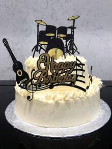 1 Set Music Cake Toppers, Musical Instruments And Notes Theme Cupcake Toppers, Suitable For Birthday, Musician Party, Welcome Party, Table Decor, Anniversary Supplies, Celebration Supplies, Theme Party Decoration - Multicolor - View 6