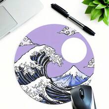 Wave Mouse Pad, Office Desk Circular Mouse Pad, Small Mini Travel Mouse Pad With Anti Slip Rubber Base, 7.87 Inch Diameter Suitable For Work Wireless Computer Laptop, Office Desk Accessory Single 47g - View 6