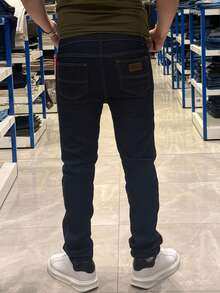 Men's Slim Fit Denim Jeans With Elastane And Lycra - 基本藍 - 查看 4