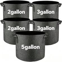 5 pièces Sacs de culture de plantes respirants en non-tissé avec poignées robustes - Pots de plantation en tissu réutilisables pour le jardinage extérieur et intérieur, idéal pour la culture de légumes, d'herbes, de fleurs et de fruits - Noir - Voir 11