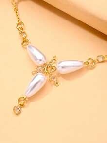 1pc Geometric Pearl Waist Chain For Women, Minimalist Chain, Suitable For Beach Exclusive Style Accessory, Sexy Body Chain, Exquisite Surprise Gift - Gold - View 5