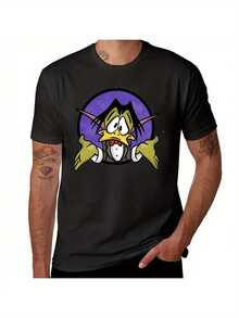 os, Círculo Morado y Texto Wacky Black - Estilo Casual Simple, Cuello Redondo, Manga Corta, Suave y Cómoda, Moda Streetwear para Todas las Estaciones, Ropa Casual| Camiseta de Cuello Redondo - Negro - Ver 1