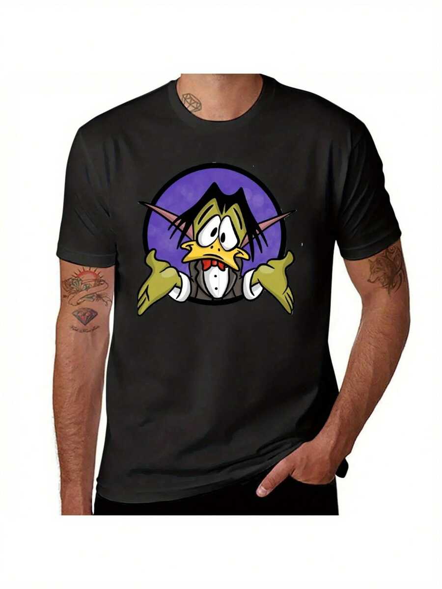 os, Círculo Morado y Texto Wacky Black - Estilo Casual Simple, Cuello Redondo, Manga Corta, Suave y Cómoda, Moda Streetwear para Todas las Estaciones, Ropa Casual| Camiseta de Cuello Redondo - Negro - Ver 1