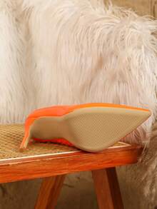 Zapatos de tacón de aguja de punta fina, sexy, para atuendos de fiesta, tacones puntiagudos - Naranja - Ver 7