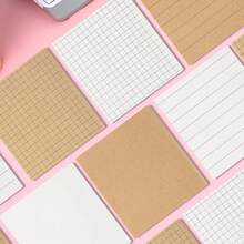 Kraft Paper & White Paper Sticky Note Set, 50 Sheets Per Book, Lined, Grid & Blank Multiple Styles Self-Adhesive Memo Pads, Suitable For Planner, Office, Student Notes & Stationery Use School Supplies - one-size - View 6