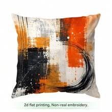 4pcs/1pc Orange & Black Ink Splatter Abstract Art Pattern Pillowcase Without Insert, Single-Sided Printed Pillowcase, Suitable For Living Room Bedroom Home Decor, All Seasons Pillowcase - Multicolor - View 16