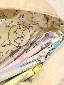 SANRIO 可愛布丁狗毛絨筆袋，可愛狗造型化妝包 - 黃色小狗 - 查看 10