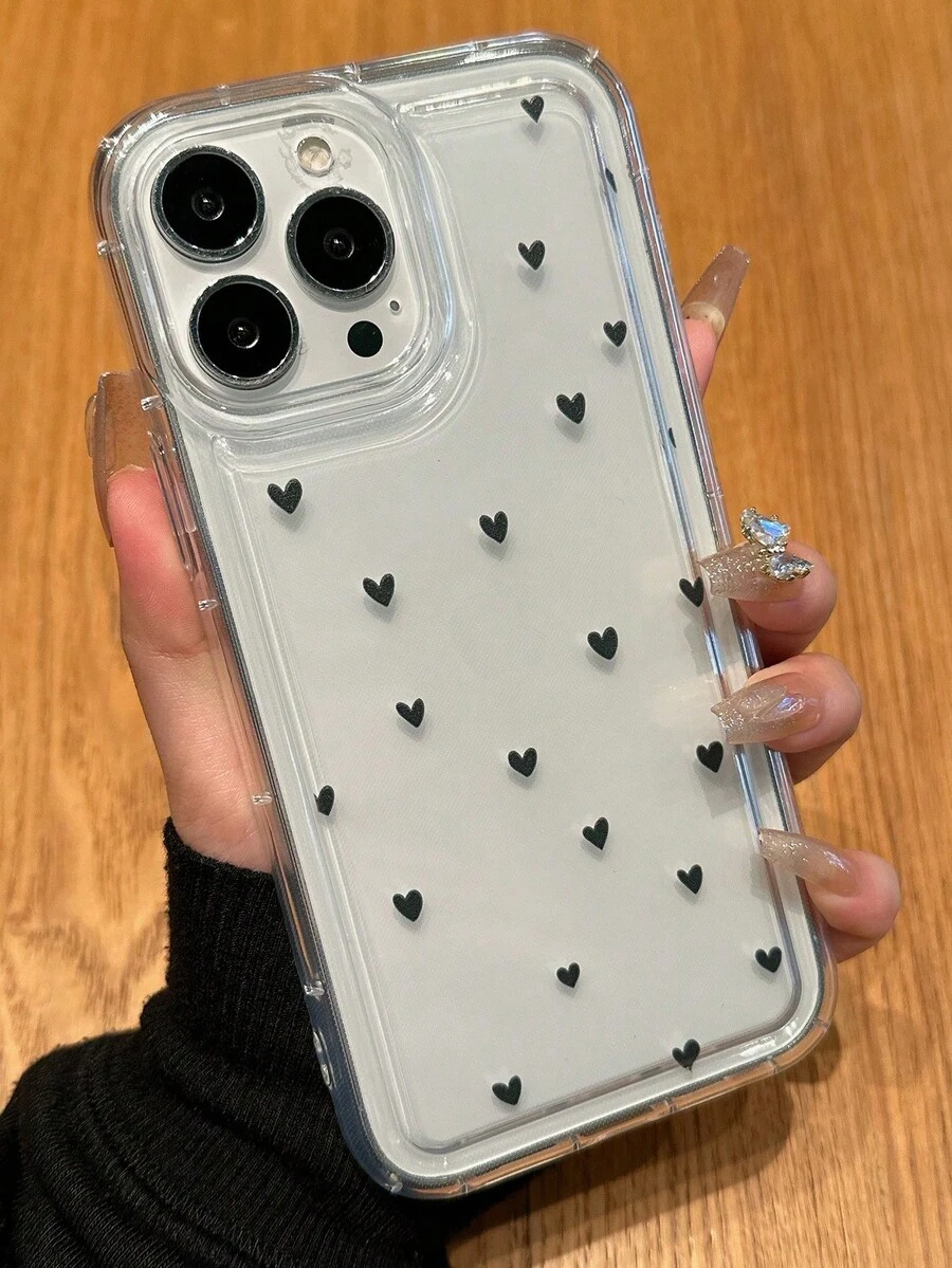 A Stylish Phone Case Does Not Include A Lanyard Or Stand. Shockproof Phone Case With A Transparent Heart Design By Maryam Alam Artist Girlcore, Perfect For Holidays, Love, And Valentine's Day. - 多色 2 - 查看 1