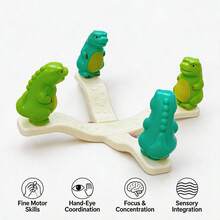 Happy Dinosaur Seesaw Toy Set, Includes 4 Dinosaurs + 4 Rings (Random Color) + 2 Bases, Cute Animal Ring Toss Toy For Kids, Early Education Intellectual Leisure Toy, Optimizes Children's Hand Flexibility, Fun Play To Relieve Fatigue, Suitable Gift For Festivals - Multicolor - View 3