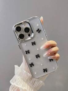 Ultra Fairy 水晶 3D 粉鑽彩色鑽石透明個性小眾手機殼，適用 14 Pro Max、新 13、Apple 12、11、XR、XS、X/7/8P、16 Pro Max，女款軟殼 - 黑色蝴蝶結 - 查看 4