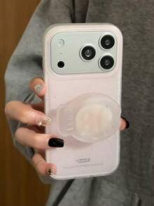 Ins Style Minimalist Pink Marble Phone Case With Stand Compatible With Apple 14 Pro Max, 13, 14 Pro, 12, 11, 15 Pro, Niche Premium Feel, Women's Shockproof Full Coverage Silicone - Light Pink - View 3