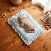 1 Set gestreifte weiße & kaffeefarbene Holz-Fotografie-Requisiten für Neugeborene mit passender Matratze, Vintage-Stil Baby-Holzbett-Requisite ➕ passende Matratze, geeignet für Neugeborenen-Fotoshootings, Porträtfotografie und als Bekleidungsfotografie-Accessoire - Verschiedenfarbig - Übersicht 10