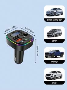 XF.Meraki 藍牙車充，RGB 氛圍燈，3 埠快充，USB-C 充電器，內建麥克風，適用音樂/通話/導航，藍牙 5.3 自動重連，雙藍牙/USB 模式，汽車配件 - FM藍牙發射器 - 查看 8