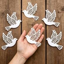 6pcs Laser Cut White Paper Dove Hanging Decorations, Suitable For Home Decor, Yard Decor, Hanging Ornaments - Rustic Bird-Shaped Hollow Hanging Decor With Jute Rope, Perfect For Spring/Summer Rustic Party Decor, Wedding Decor, Baptism Decor - Multicolor - View 2