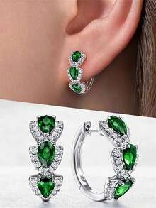 1 Pair Fashionable Cubic Zirconia Earrings, Jewelry For Women's Wedding Anniversary, Engagement Party, Valentine's Day Gift, Gift For Mom, Mother's Day - 1# - View 19
