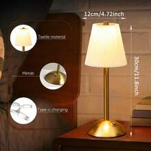 Cordless Table Lamp,Fabric Shade Table Lamps Rechargeable Operated Table Lamp With 3 Color Stepless Dimming & 3 Lighting Modes Touch Control Bedside Lamps - 2PCS - View 3