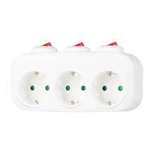 CILIA 1/2 Pcs EU Plug Adapter With 3 Schuko Sockets,Power Strip With Independent Switch, 3 Horizontal Sockets, Wall Socket Without Cable, Multiple Socket, White/Black - EU E Type Plug(220-240V) - View 10