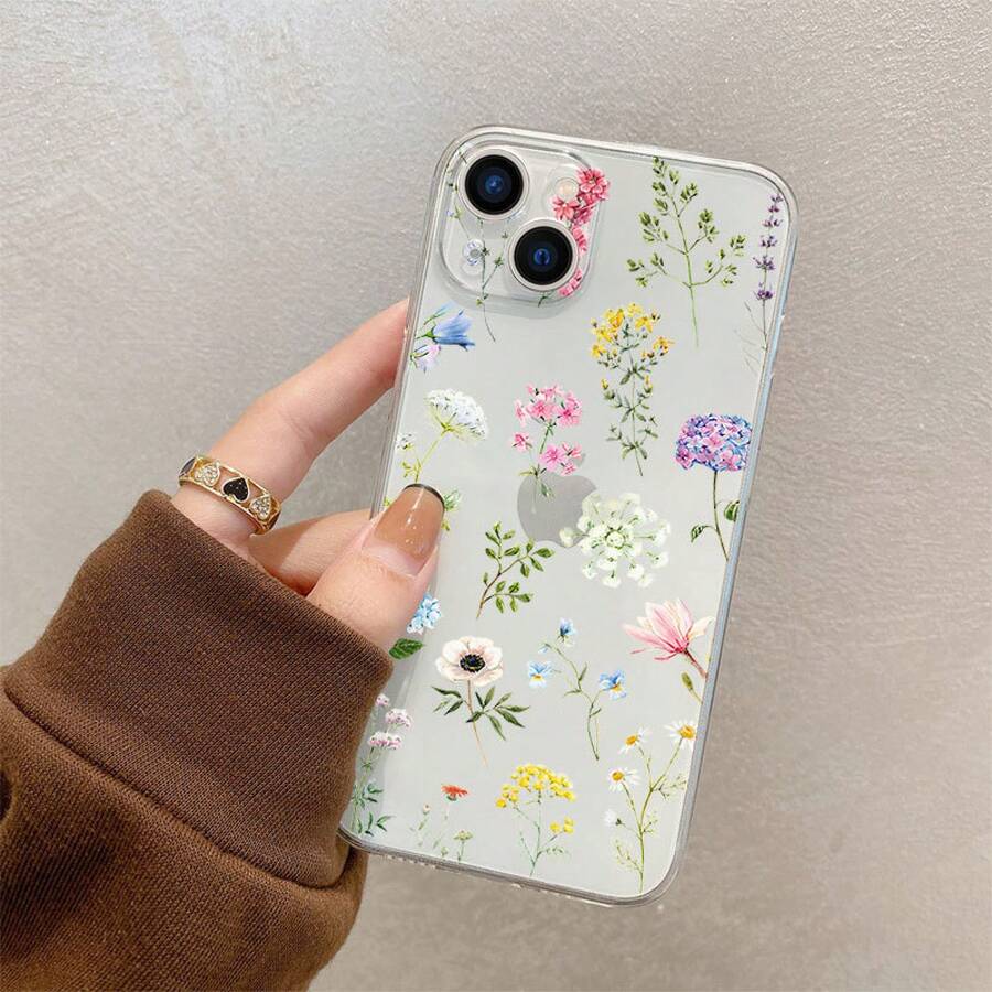 Fresh And Colorful Small Floral  13/14 Case, Painted  17PM Fine Hole Protective Cover - Transparent Soft Case - ZJ4459 - View 1
