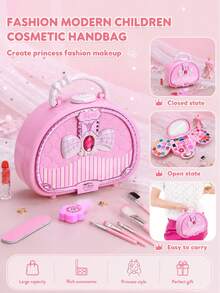 Set di giocattoli per trucco finto rosa non macchiante, giocattolo per gioco di ruolo, borsa per trucco portatile, regalo per ragazze - Multicolore - Visualizzare 3
