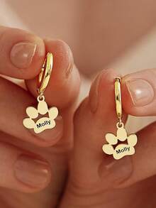 Orecchini personalizzati con nome da donna - Gioielli con lettera personalizzata in stile punk, materiale in acciaio inossidabile, superficie placcata oro, design in stile hip-hop Y2K, adatti per uso casual o feste, ideali come regalo di compleanno, nuovi orecchini, regalo di Ognissanti, regalo di Natale. - Multicolore - Visualizzare 3