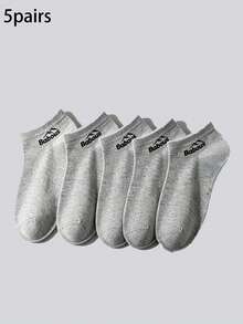 5/10/15 Pairs Men's Babous Mountain Logo Short Boat Socks Multi-Color Assortment, Versatile Daily Wear, Multiple Sizes Available, Simple Classic Men's Socks Set - Multicolor - View 16