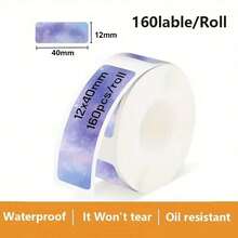 Label Printer Stickers 12*40mm Label Tape Starry Sky Series Thermal Printing Paper 160 Sheets/Roll Compatible With M110/220/D30 Marklife P12P11 Label Maker - 12x40mm - View 11